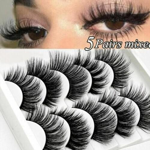 5 Pairs Natural False Eyelashes Fake Lashes Long Makeup 3d Mink Lashes Eyelash Extension Mink Eyelashes For Beauty