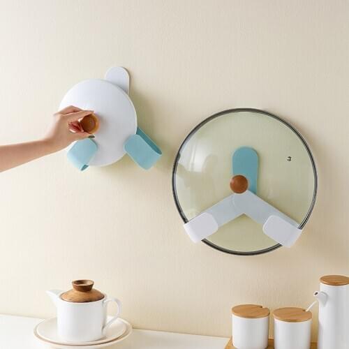 Punch-free wall-mounted pot cover rack kitchen multifunctional folding drain cutting board storage rack kitchen supplies