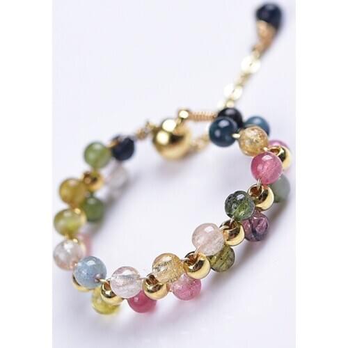 2021 New Natural Tourmaline Rings 14KGF Knuckle Ring Mujer Boho Bague Femme Handmade Minimalism Jewelry Rings for Women