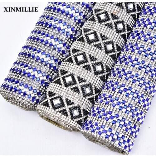 New 24*40/Roll Glass Rhinestone Crystal Mesh Hotfix Or Self Adhesive Trim Clear Banding Wedding Decoration Applique DIY Garment