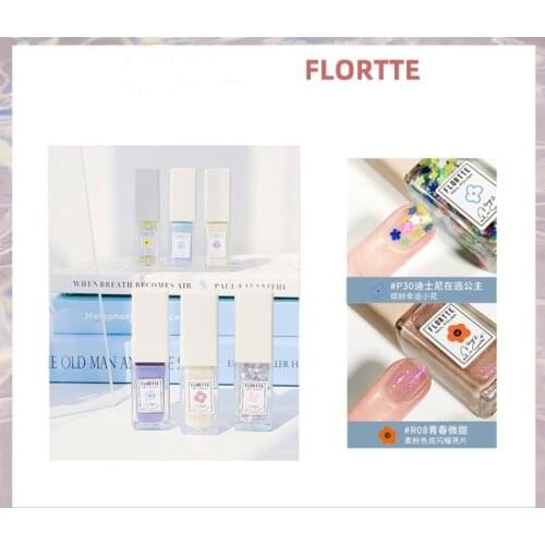 NEW!FLORTTE Heart Song Aurora / Sequin Series Nail Polish Free Baking Quick-Drying Long-Lasting Non-Tearable Healthy Nail Polish