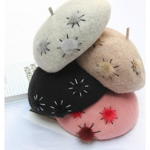 New Korean Beret Thickened Hat Women Girl Woolen Painter Style Hats Female Autumn Winter All-match Warm Pumpkin Berets Cap H6717