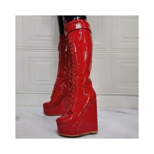 Platform red mori girl Women punk motorcycle boots lady lolita Boots woman princess high trifle heels pumps platform shoes 47