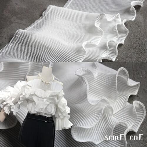 Pleated Lotus Wave Lace Trim White Folds DIY Clothing Patchwork Cuffs Neckline Wedding Dress Gown Designer Accessories