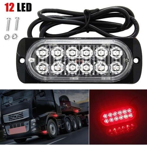 DC 12V Red 4/6/12 LED Warning Light Car Grille No-Flashing Light Truck Beacon Hazard Emergency Traffic Light LED Urgent Lamp