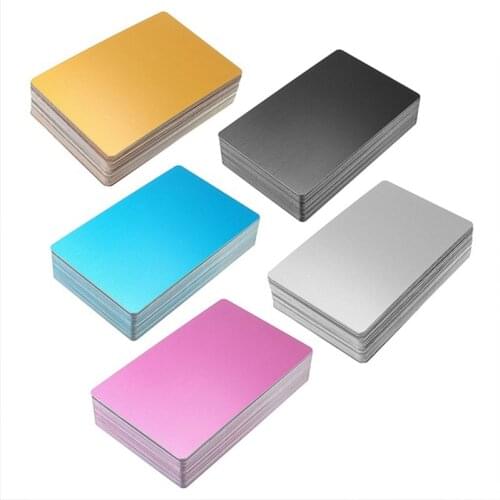 100Pcs 0.42mm Blank Metal Business Aluminum Alloy for Customer Laser Engraving Marking DIY Gift Cards 8Colors Optional Visiting