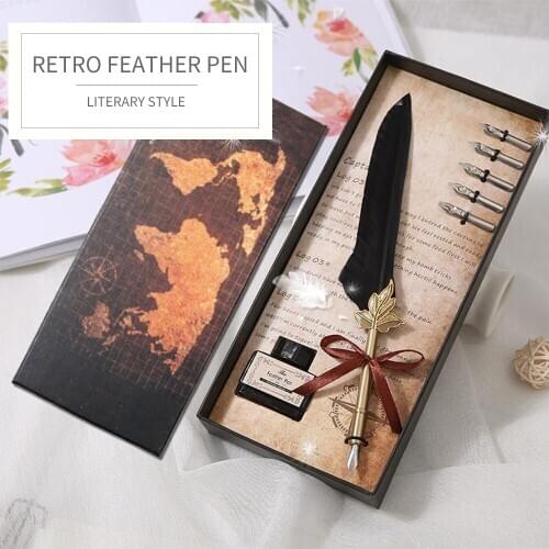 Pen Retro feather pen custom European and American dip pen gift teacher holiday gift set enterprise gift pen free shipping