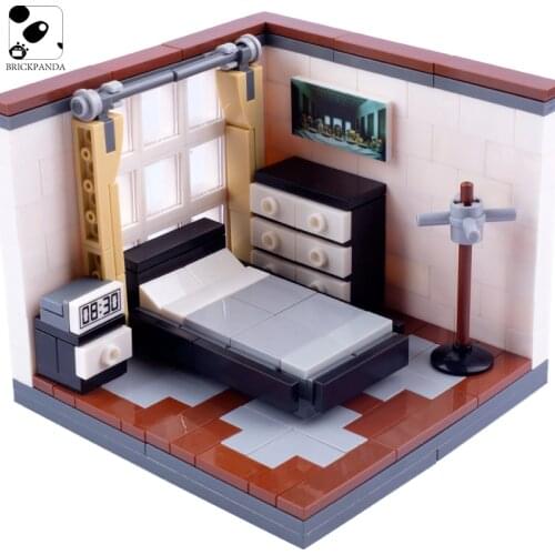 MOC Mini City Building Blocks Furniture Bedroom Model Figures Parts Printing Accessories Last Supper Brick Toys for Kids