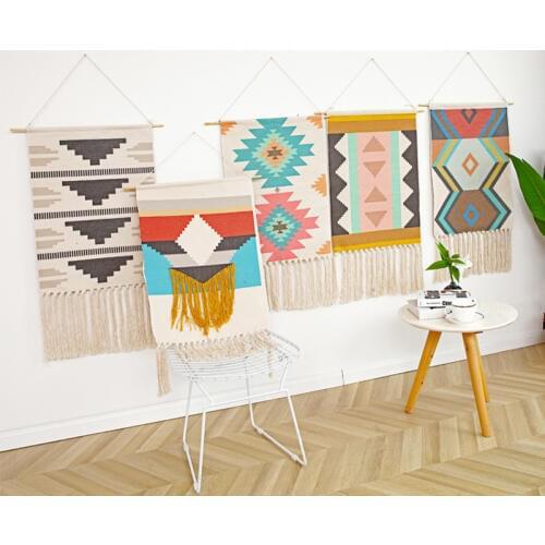 Woven Wedding Hanging Backdrop Geometric Tapestry Bohemian Wall Mural Yarn Wall Hanging Tapestry living Room Decoration 50*70cm