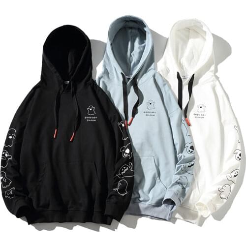 Mens High Street Hoodies Fashion Loose Casual Brand Oversized Unisex Couple 2021 Autumn Print Japanese High Street Sweatshirts