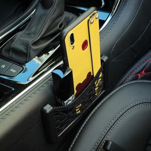 Universal Car Seat Side Back Organizer Storage Bag Durable Car Paste Net Pocket Phone Holder Elastic Mesh Organizer Storage Rack