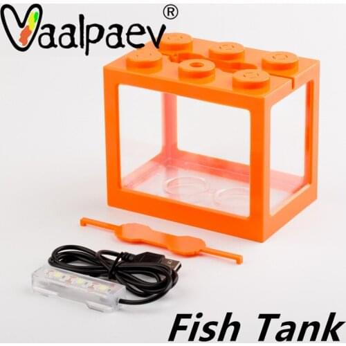 USB Light Blcoks Fish Tank With LED Lamp For Watching Bettafish Killifish Reptile Frog Micro Plants Landscape Creative DIY Toys