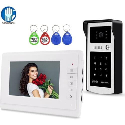 7inch Video Door Phone Intercom Doorbell With 125KHz RFID Password IR Night Vision Camera Wired Access Control System Waterproof