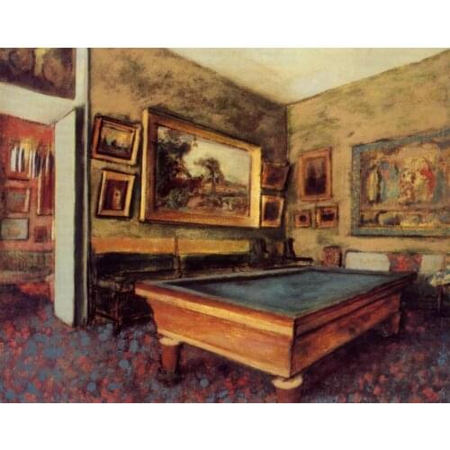High quality Oil painting Canvas Reproductions The Billiard Room at Menil-Hubert (1892) By Edgar Degas hand painted