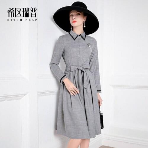 High End French Dress Autumn 2021 New Style Hepburn Lace Up Umbrella Skirt