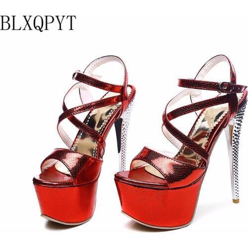 BLXQPYT Big Size 31- 48 Sandals Ladies Platforms Fashion Party Shoes Sexy Open toe Super High Heel(16CM)Shoes Women Pumps 202
