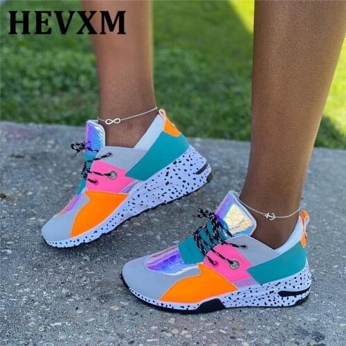 HEVXM Hot Sale 2020 Womens Shoes Summer Outdoor Sneakers Lace Up Multicolor Round Head Fashion Plus Size 36-43