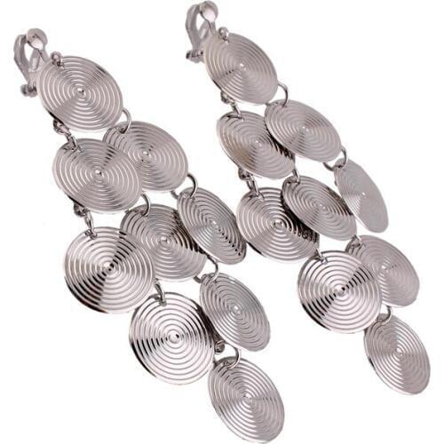 New Bohemain Ethic Multi-layer Round Geometric Clip Earrings No Pierced for Women High-grade Cuff Earrings No Ear Hole Earrings