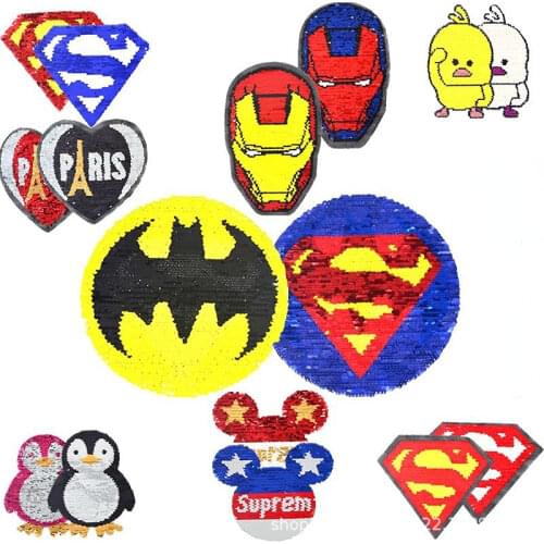 10pcs/lot Large Sew Fashion Changing Cool Cute Diy Sequins Embroidery Patches Letters for Kids Accessories Mickey Iron