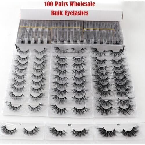 100Pairs/Lot Mink Lashes 3D Mink Eyelash Criss-Cross Fluffy False Eyelashes Popular Lash Dramatic Eyelashes