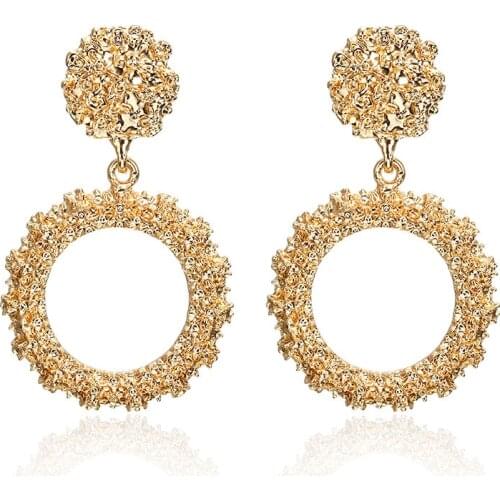 125 Fashion Metal Punk Drop Dangle Earrings For Women 2019 Bohemian Round Pendant Christmas Gifts Charm Jewelry Gold Color