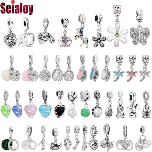 Seialoy 2pcs Glass Heart Pendant Animals Unicorn Butterfly Mouse And Bird Charm Fit Diy Bracelet Necklace Jewelry Gifts