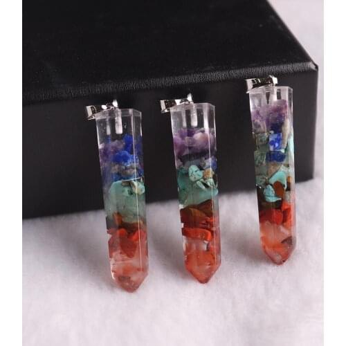 7 Chakra Natural Stone Yoga Necklace Gravel Quartz Dowsing Pendulum Necklaces Reiki Pendnats Muladhara Orgonite Energy Jewelry
