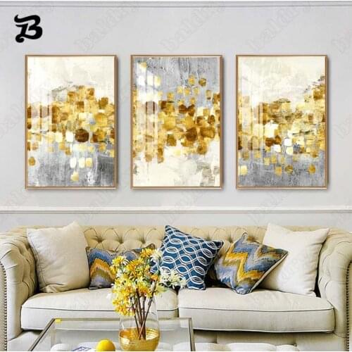Abstract Golden Foil Canvas Painting Nordic Modern Gold Oil Painting Posters and Prints Wall Pictures for Living Room Home Decor