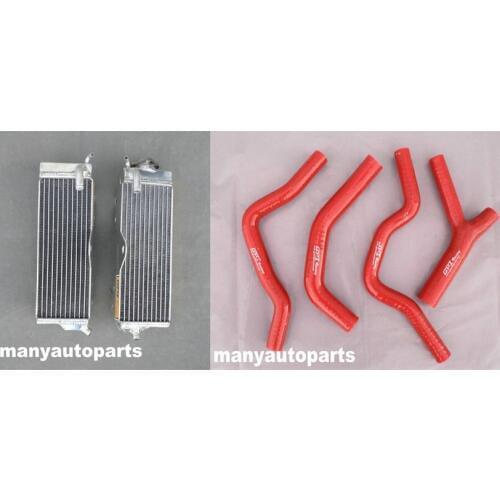 Aluminum Radiator & RED HOSE SUIT FOR Honda CR500 CR500R CR 500R 1985-1988 1986 1987 86
