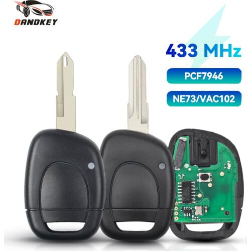 Dandkey Remote Car Key 1 Button for Renault Clio II 2001 2002 2003 2004 2005 ID46 Transponder Chip 434 Mhz NE73 Blade Remotekey