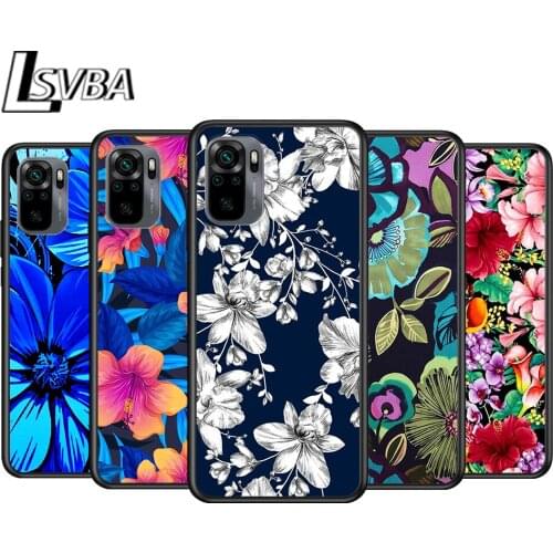 Flower leaves for Xiaomi Redmi Note 10 10S 9 9T 9S 9Pro Max 8T 8Pro 8 7 6 5 Pro 5A 4X 4 Soft Black Phone Case