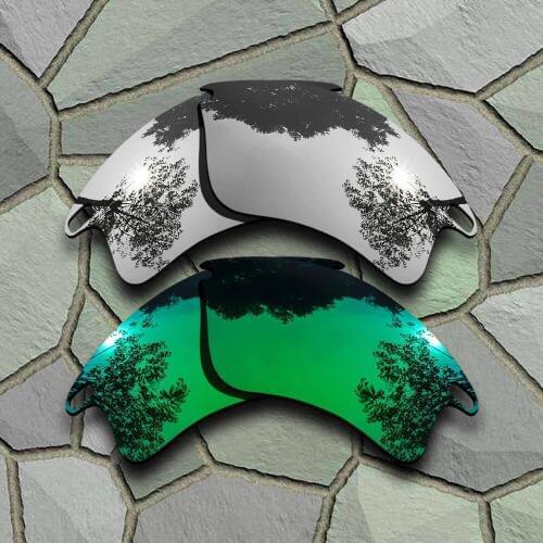 Chrome&Jade Green Sunglasses Polarized Replacement Lenses for Oakley Fast Jacket XL