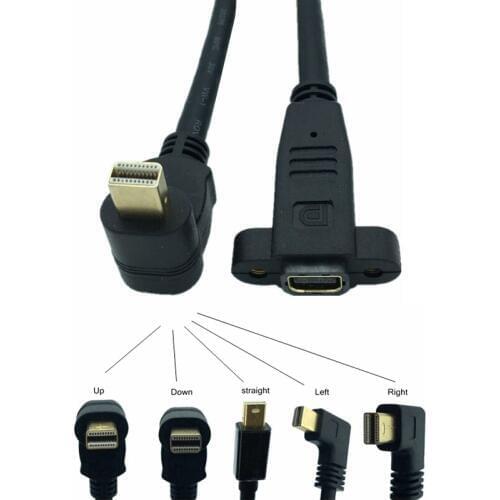 30cm Thunderbolt Mini DP to Mini DP Cable Mini Display Port DisplayPort Male To Female Adapter extender with Screw Panel Mount