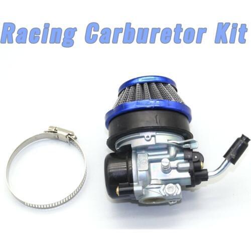 Racing Carburetor Kit w/ Blue Air Filter 58mm for 2 Stroke Motorized Bicycle 49cc 50cc 60cc 66cc 80cc