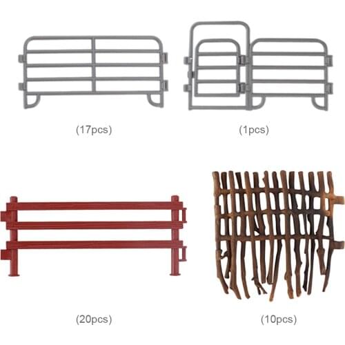 DIY Miniature Corral Fencing Kit Plastic Fence Model for Animal Figurines, Farm Ranch DIY Accessories