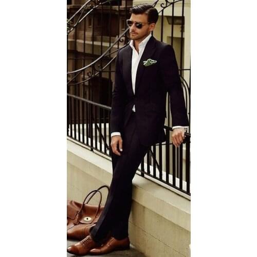 Black Men Suit Costume Homme Terno Masculino Slim Fit Formal Blazer Business Wedding Bestmen Groom Suits Men 2 Pieces Tuxedos