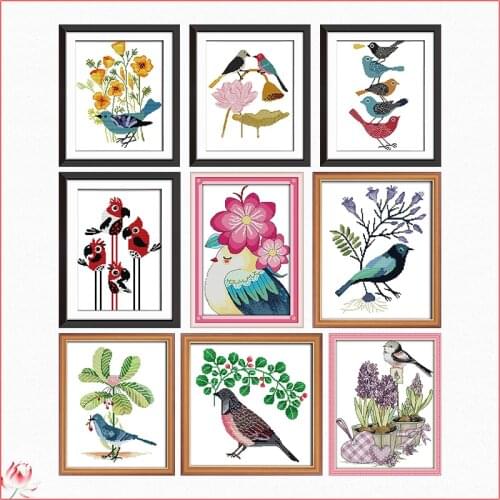 Cute Little Bird Cross Stitch Kits Handmade Embroidery 11CT 14CT DIY Counted Printed Needlework Decoration Craft Patterns Sets