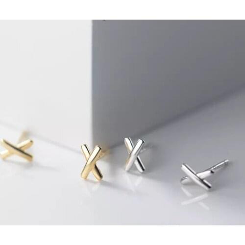925 Sterling Silver Minimalist Mini Girl Birthday Gift Korean Cross Stud Earrings for Fashion Women Chic Jewelry eh577