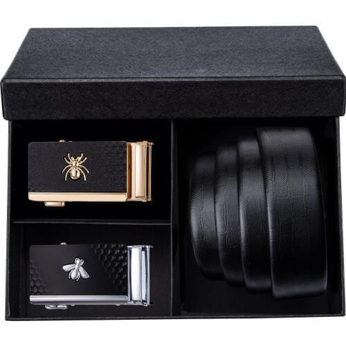 Brand Mens Leather Genuine Belt Automatic Black Fashion Designer Spider Bee Pattern Alloy Luxury Automatic Buckle Belt DiBanGu