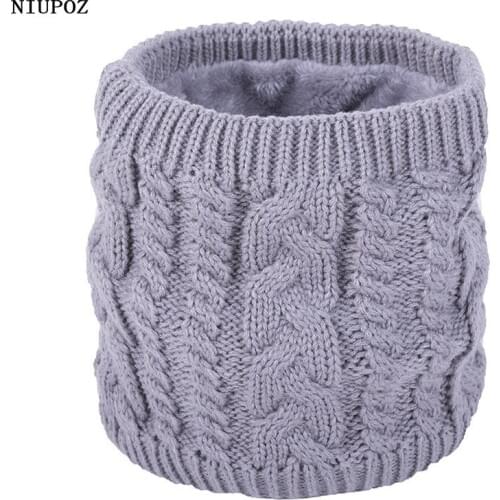 Unisex Warm Fashion Solid Knitted Ring Scarf Wome Bandana Scarf Headband Elasticity Plus Velvet