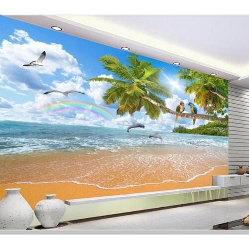 Seascape coco parrot landscape 3d wallpaper papel de parede,living room sofa TV wall bedroom wall papers home decor mural