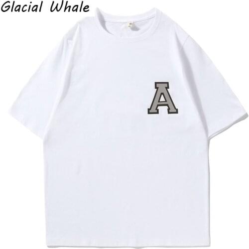 GlacialWhale Mans Oversized T-shirt Men 2021 Summer Top Print T-shirts Harajuku 100% Cotton Tshirt White Casual T Shirt For Men