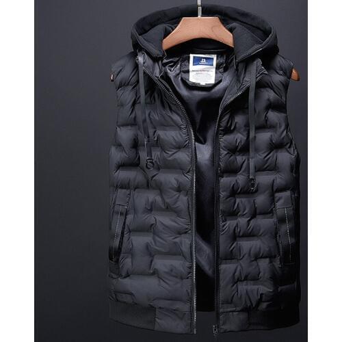 Detachable Hood Mens Fashion Sleeveless Jackets Men Cotton-padded Down Vest Casual Waistcoat Male Chalecos Fathers Gift VT-258