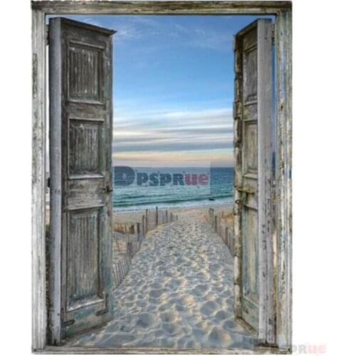 Dpsprue Full 5D DIY Square/Round Drill Diamond Painting "Door Beach Scenery" Diamond Embroidery Cross Stitch 3D Decor Gift DF26