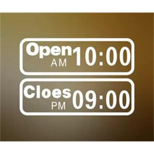 Store window wall sticker 30*20cm Shop store Opening closes business time poster glass wall sign sticker
