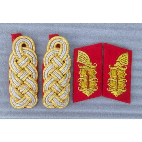 WWII GERMAN MARSHAL CORNFLOWER COLLAR TABS & GENERALS SHOULDER BOARDS FULL SET style 3 High Quality