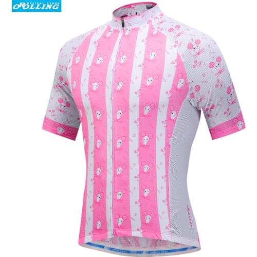 Mouse Pink NEW Orolling Cycling Jersey Tops Bike Sports Wear Free Shipping