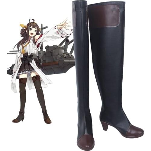 Kancolle Kongou Shoes Cosplay Kantai Collection Kongou Class Fast Battleship Base Version Cosplay Boots Shoes Custom Made