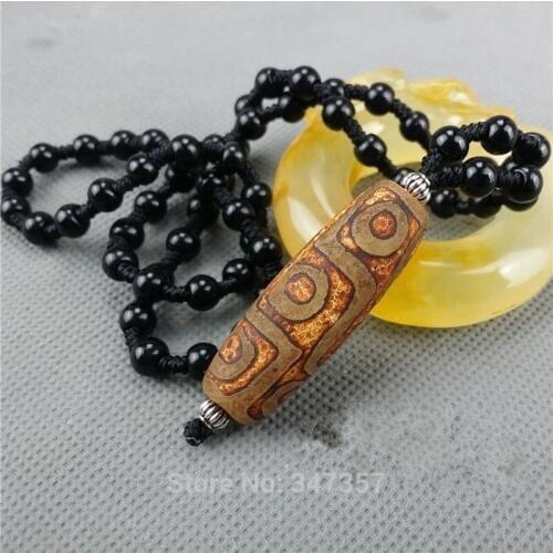 AAA Ancient Tibet Dzi Nine Eye Necklace Natural Agate stone Materials Holy Article Tibet Dzi Bead Free shipping