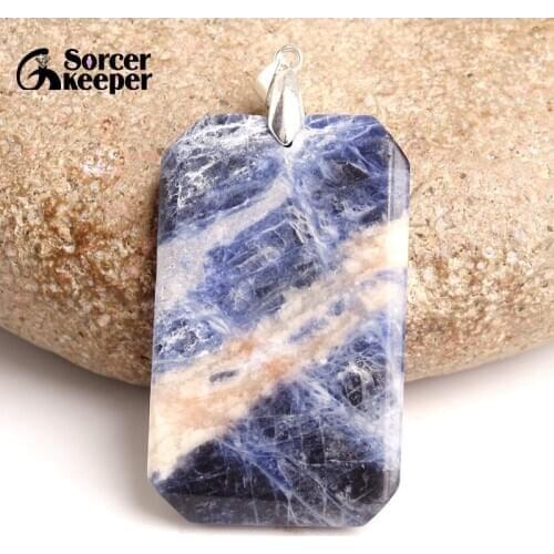 Women & Men Fashion Jewelry Pendants Necklaces With Chain Wholesale Blue Sodalite Beads Quartz Stone Colares Femininos BC307